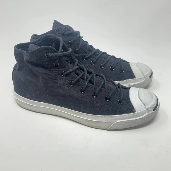 Converse Jack Purcell Canvas High Top‎ Sneakers Black White Size 10.5 - Picture 5 of 12